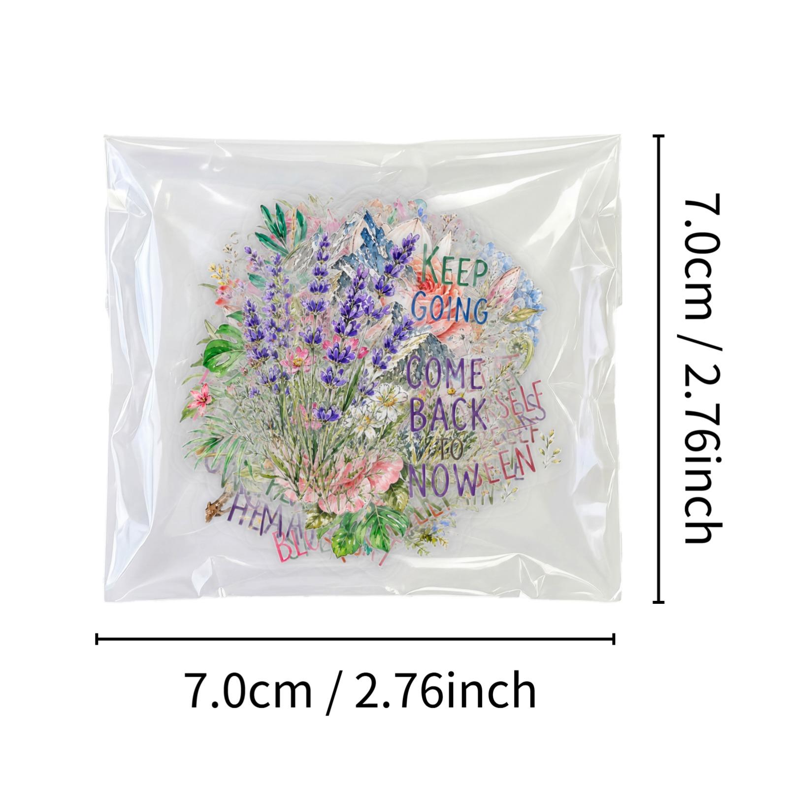 50Pcs Clear PET Watercolor Floral Positive Quote Stickers, Aesthetic Transparent Decorative Stickers, Planner Accessories, Office Products, Back To School Stationery for Journal Scrapbook Notebook