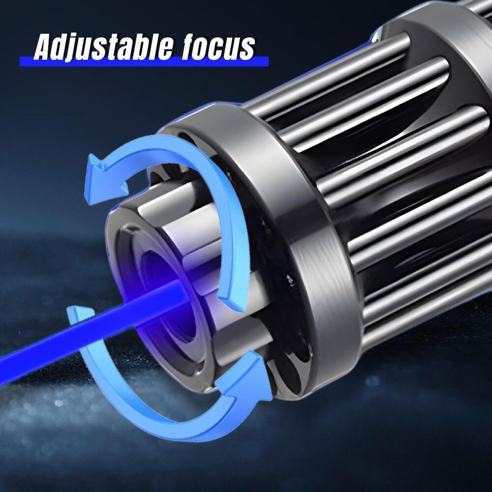 【Back To School Gift】Portable Rechargeable Blue Laser Pointer Pen, Unisex Metal Handheld Outdoor Light with 5 Pattern Heads, Battery Charger for Teachers, Tools and Gadgets Cool Gadgets