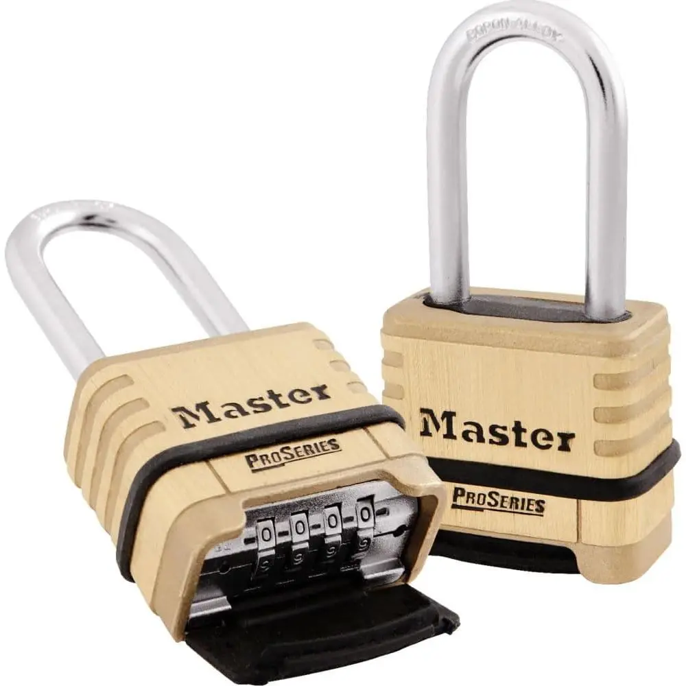 Master Lock ProSeries Combination Padlock Commercial Grade Brass Lock 1177D | Heavy-Duty, Commercial-Grade Security Lock, Resettable Combination Padlock for Construction Sites, Gates, Tools