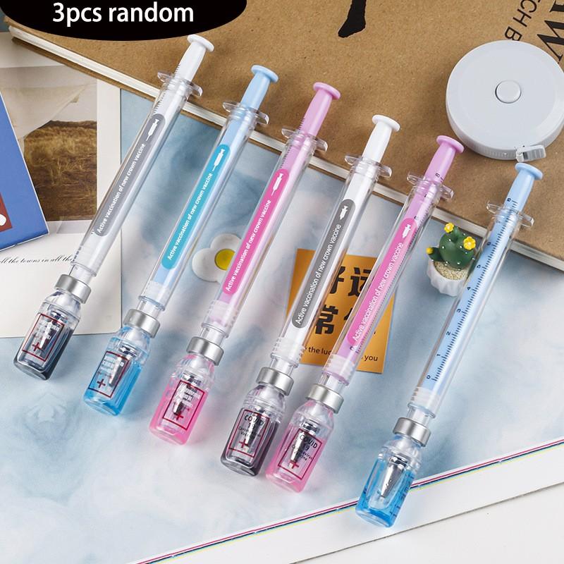 Creative Syringe Shaped Gel Pen, 1/3 Counts Portable 0.5mm Multi-purpose Writing Pen, Modern Funny Writing Pen, Unique Pens for Students Office Workers, Funny Teacher Pens, Writing Markers Supplies, Office Stationery & Supplies