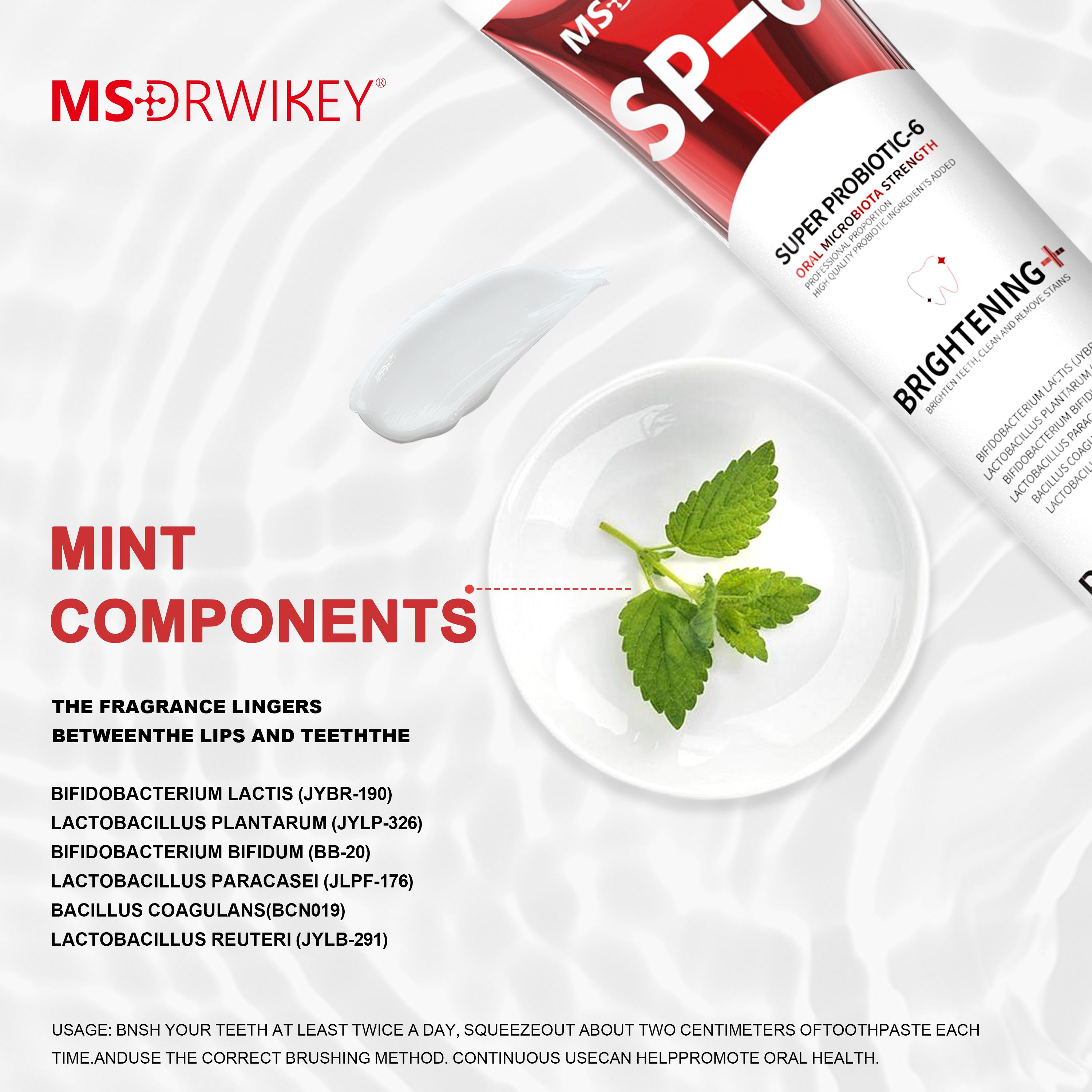 MSDRWIKEY SP-6 Probiotic Whitening Fresh Breath Toothpaste Set - 130g x 3 | Oral Care, Long-Lasting Freshness,Gift Ideas