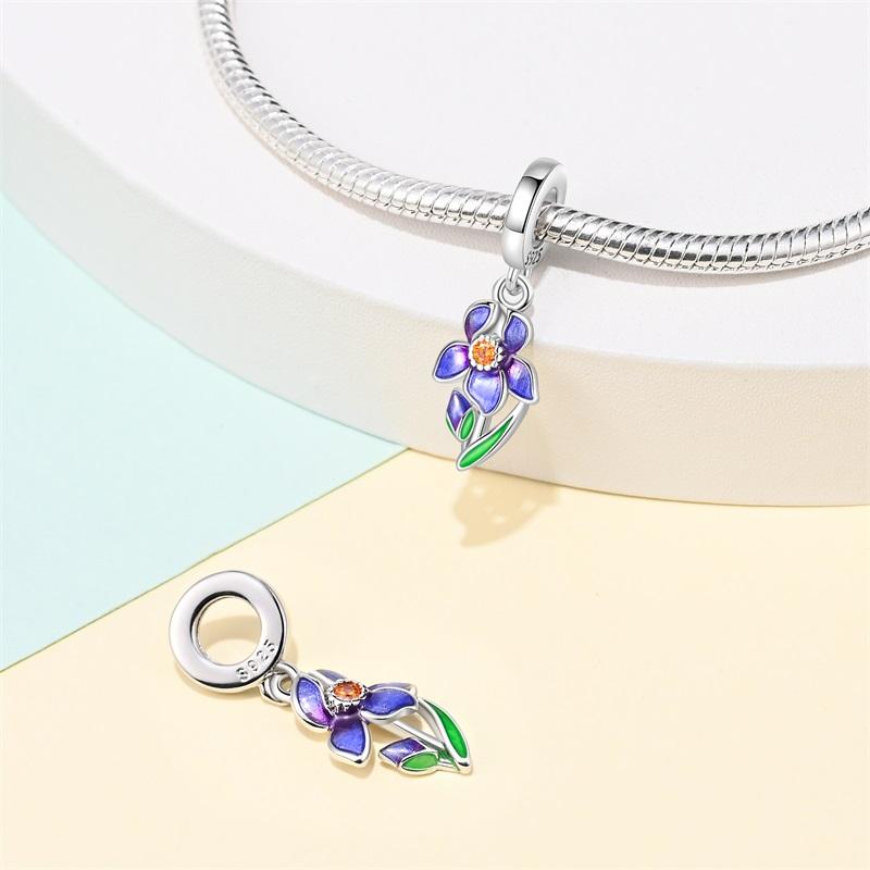 Spring Series Charms 925 Sterling Silver Butterfly Dragonfly Pink Daisy Pendant Beads Fit Original Bracelets DIY Jewelry