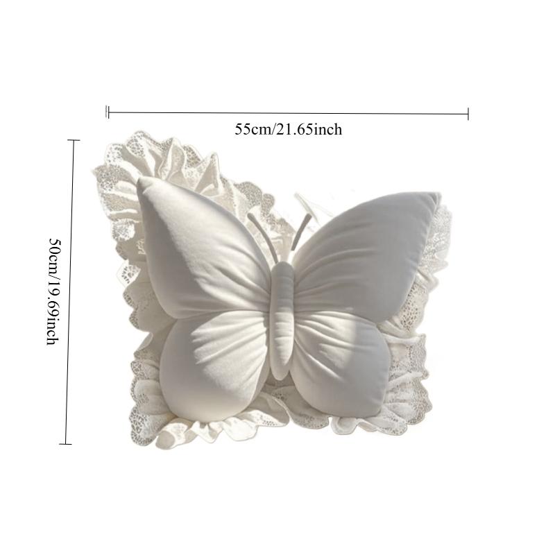 Elegant butterfly shaped lace pillow - suitable for decorating bedrooms, living rooms, or offices all year round, decorative pillow | floral lace design | durable fabric, butterfly decoration holiday gift preferred