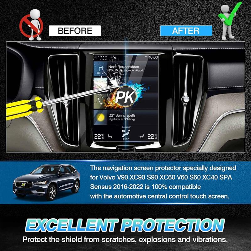 Canvcle 8.7-Inch Screen Protector for 2016-2025 Volvo V90 XC90 S90 XC60 V60 S60 XC40 9H Tempered Glass Navigation Touchscreen Film Easy Install Smooth Touch Protection Canvcle 8.7-Inch Screen Protector for 2016-2025 Volvo V90 XC90 S90 XC60 V60 S60 XC40 9H Tempered Glass Navigation Touchscreen Film Easy Install Smooth Touch Protection