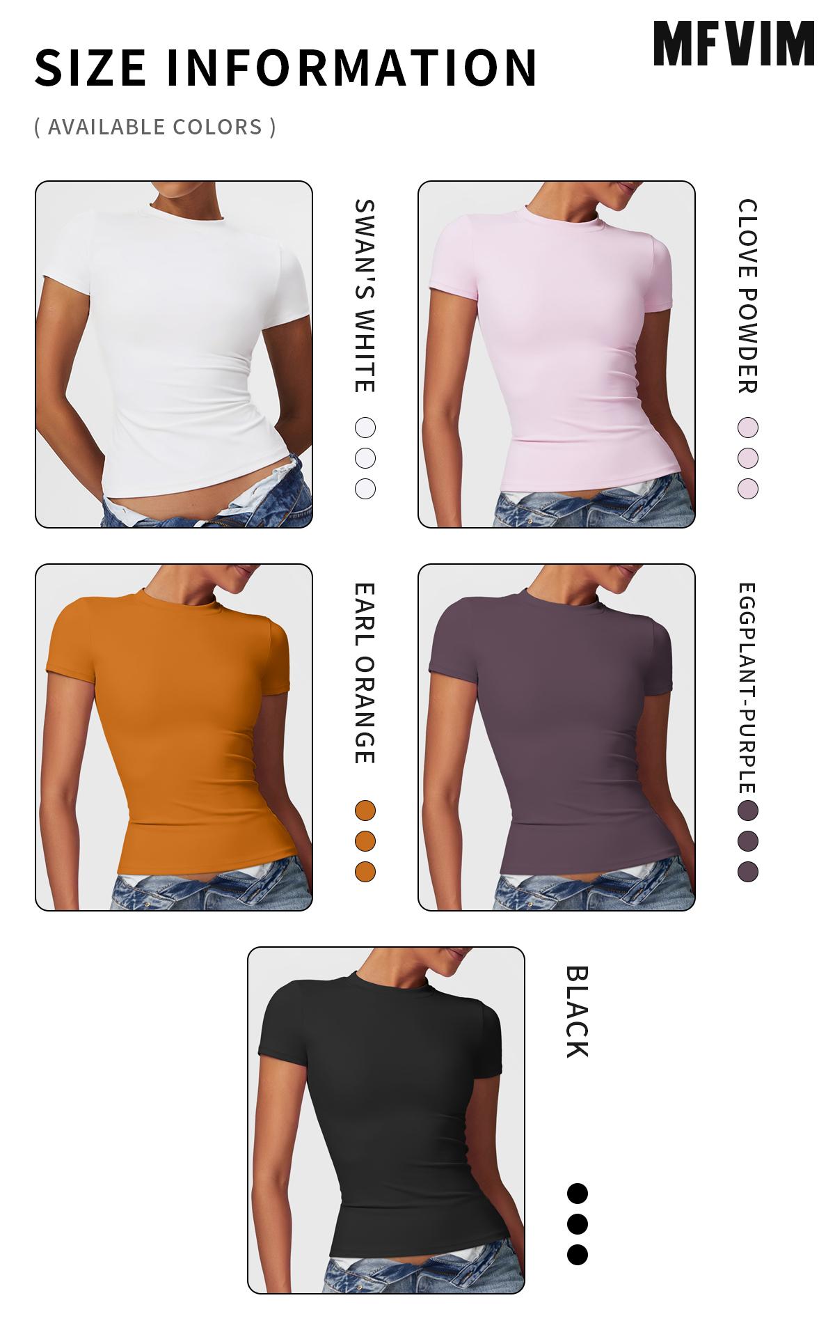 MFVIM Women's T Shirt Basic Short Sleeve Round Neck Slim T Shirt Summer Workout Casual Tight Top 2025 sporty Minimalist Womenswear Tshirt SpringStatements