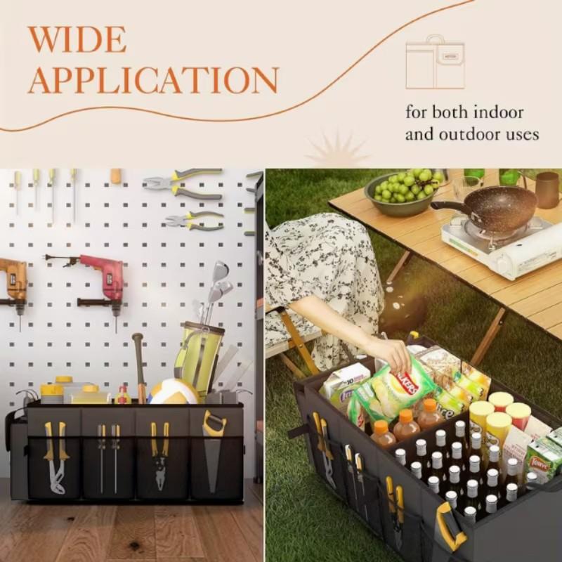 Foldable Car Trunk Organizer, Large Capacity Suv and Sedan Storage, Durable Automotive Organization, Multi-Compartment Tool Box