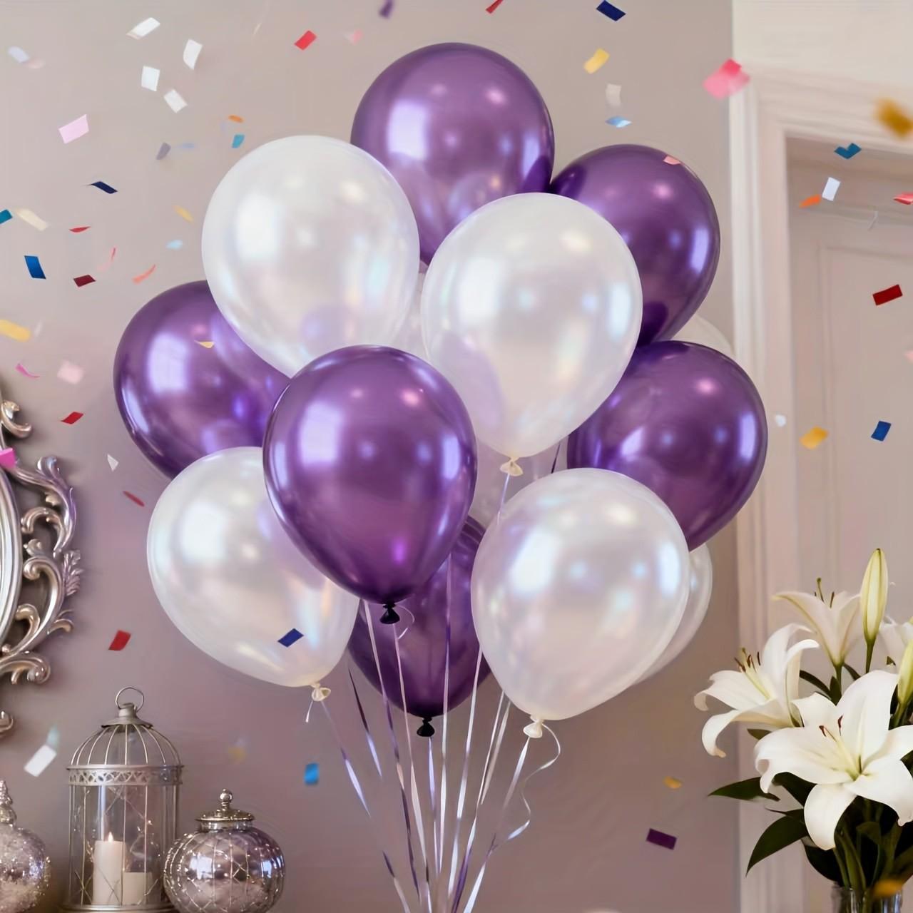 27pcs， Pearl purple white gradient series balloon set, perfect for birthdays, weddings, Valentine's Day, Mother's Day, school opening ceremonies, graduation season, home decoration, balloon decoration, balloon parties