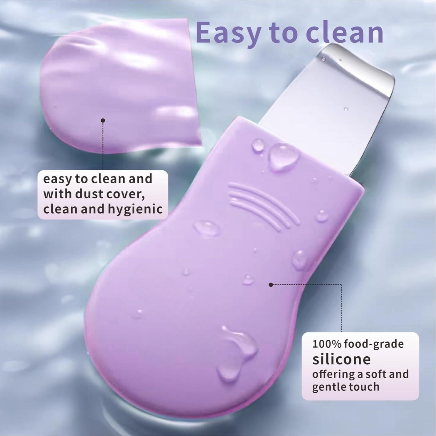 Ultrasonic Facial Skin Scrubber, Deep Cleansing Blackhead Remover, Gentle Exfoliating Spatula, At-Home Pore Cleanser for Women & Men, Facial Cleansing Tool, Facial Cleansing Equipment