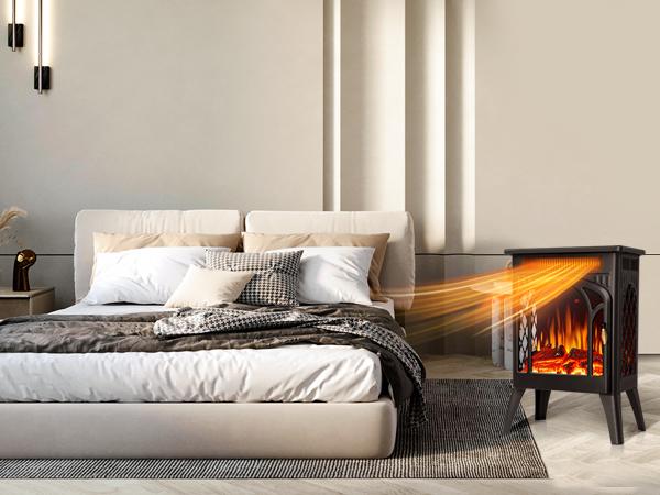 【Fall Deals For You】16 Inch Electric Fireplace, Freestanding Fireplace Stove with 3D Flame Effect, Small Electric Fireplace Heaters for Indoor Use with Remote, Temperature Adjustment, ETL Certified, Black…