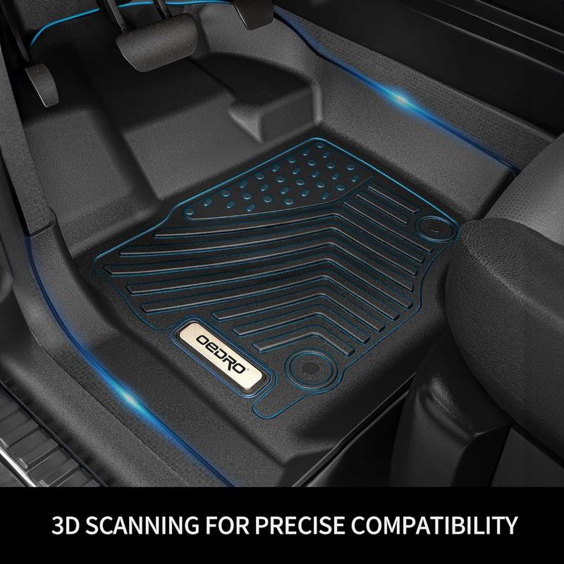OEDRO Floor Mats Fits for 2014-2018 Chevy Sliverado/GMC Sierra 1500 Double cab & 2015-2019 Chevy Silverado/GMC Sierra 2500HD 3500HD & 2019 Silverado LD/Sierra Limited, All Weather Guard 1st and 2nd Row Custom Fit Liners