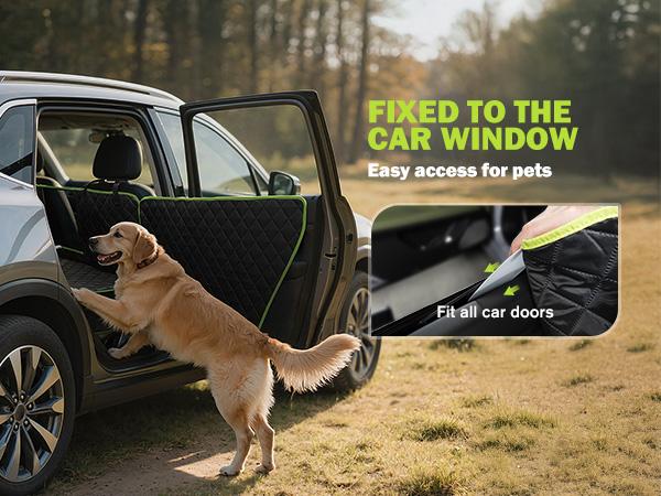 Pecute Pet Car Seat Cover Waterproof Dog Backseat Hammock with Mesh Window & Storage Pocket, 600D Non-Slip for Car/Truck, Easy to Install Washable