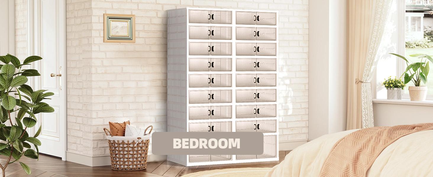 9 Tiers 36 Pairs Foldable Shoe Rack, Large Shoe Storage with Magnetic Clear Door, Easy Assembly and Freely Movable Shoes Organizer, Large Capacity Shoe Shelf for Living Room, Cloakroom, Entryway,Cosmetic Organizer