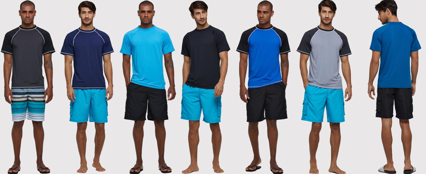 Men’s UPF50+ Quick-Dry Rash Guard Tee – Short Sleeve | Run, Swim & Hike Swimming Beach Rashguards Activewear