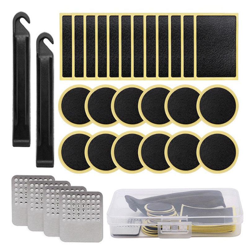 Glueless Bicycle Tire Repair Patch Kit with Tire Levers & Storage Box for Quick Fixing