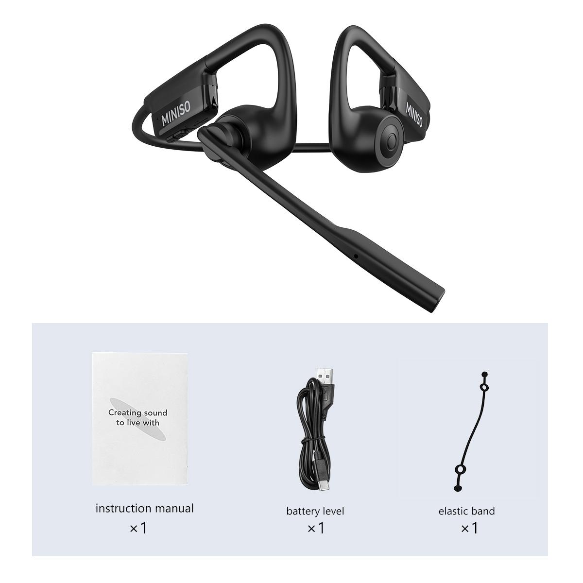 MINISO Open Ear Air Conduction Headphones Music Earphones Wireless Bluetoeth 5.4 Headset with Long Playtime Built-in ENC Mic Hi-Fi Sound Lightweight Earbuds for Home Commute Office Call Center Meeting Use