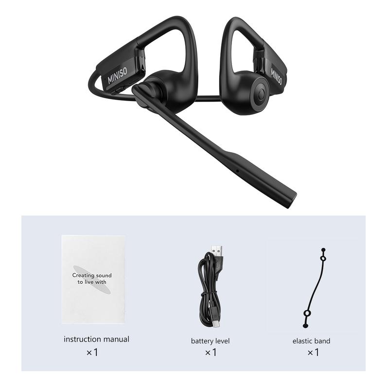 MINISO Open Ear Air Conduction Headphones Music Earphones Wireless Bluetoeth 5.4 Headset with Long Playtime Built-in ENC Mic Hi-Fi Sound Lightweight Earbuds for Home Commute Office Call Center Meeting Use