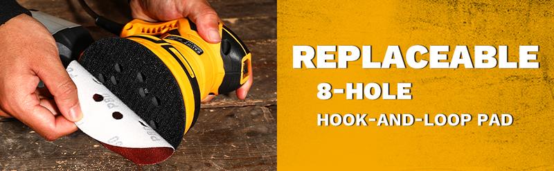 DEKOPRO Random Orbital Electric Sander with 16 Sandpapers, 14000RPM, 5-Inch, High Performance Dust Collection - For Woodworking DEKOPRO Random Orbital Electric Sander with 16 Sandpapers, 14000RPM, 5-Inch, High Performance Dust Collection - For Woodworking
