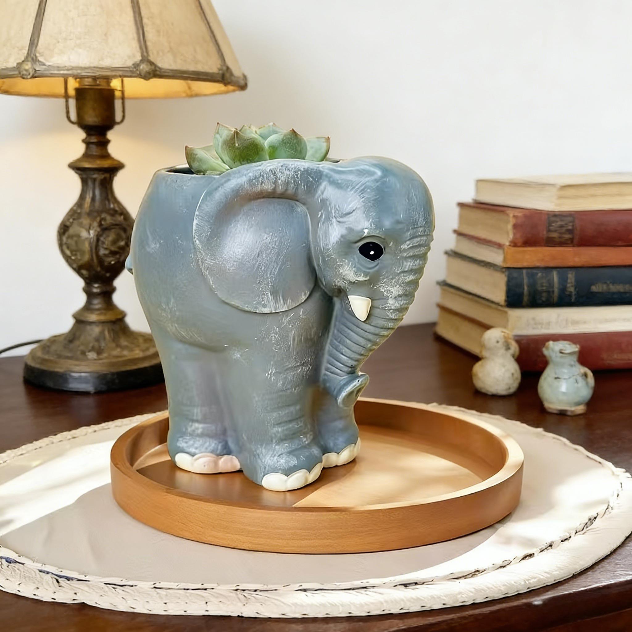 Elephant Shape Vase, Cute Healing Style, Creative Resin Craft, Desktop Floral Decoration, Home Decor Gift Idea, Perfect for Interior Design