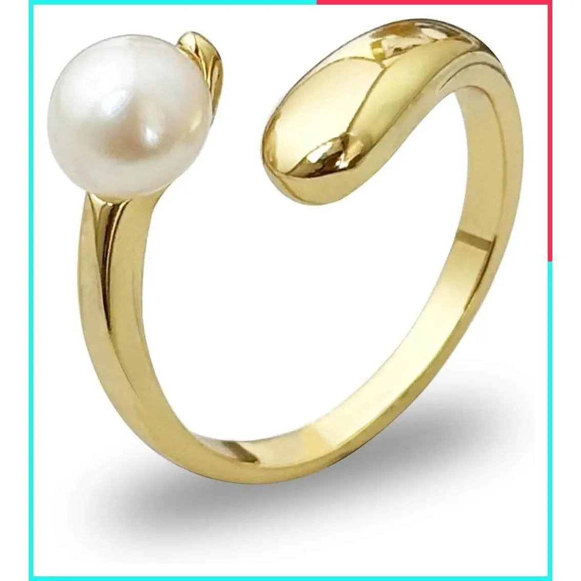 14K Gold & Silver Adjustable June Birthstone Pearl Ring for Women - Fashion Jewelry for Daily Wear, Birthday Gifts