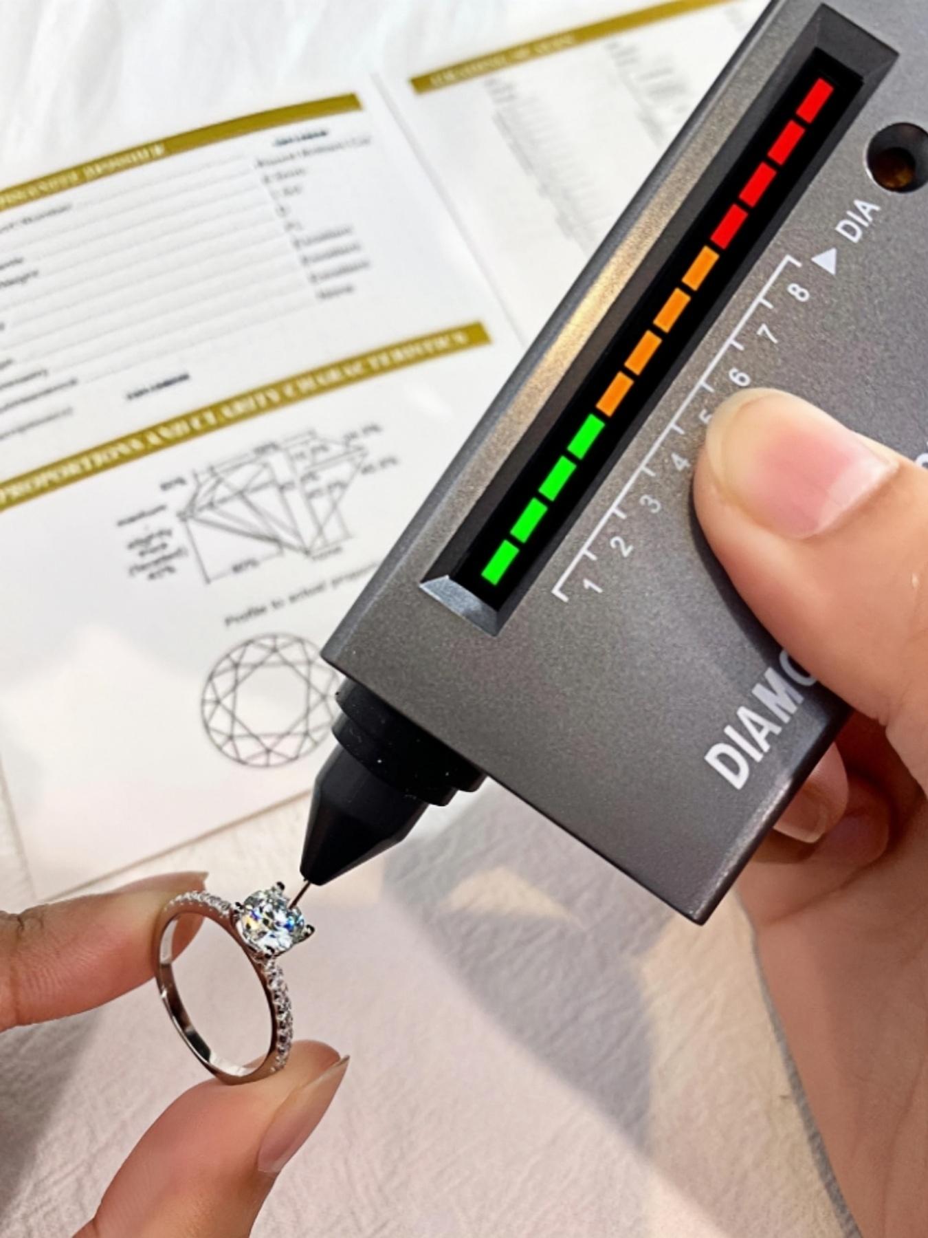 S925 Sterling Silver 1CT Synthetic Moissanite Ring, Luxury Engagement Ring for Women, Trendy All-match & Exquisite Jewelry for Birthday Gift with Box