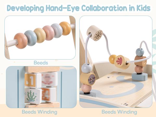 ROBUD Wooden Baby Walker, Baby Push Walker, Baby Activity Center Toys, Ajustable Speed Multi-Functional Baby Walker with Wheels for Boys and Girls