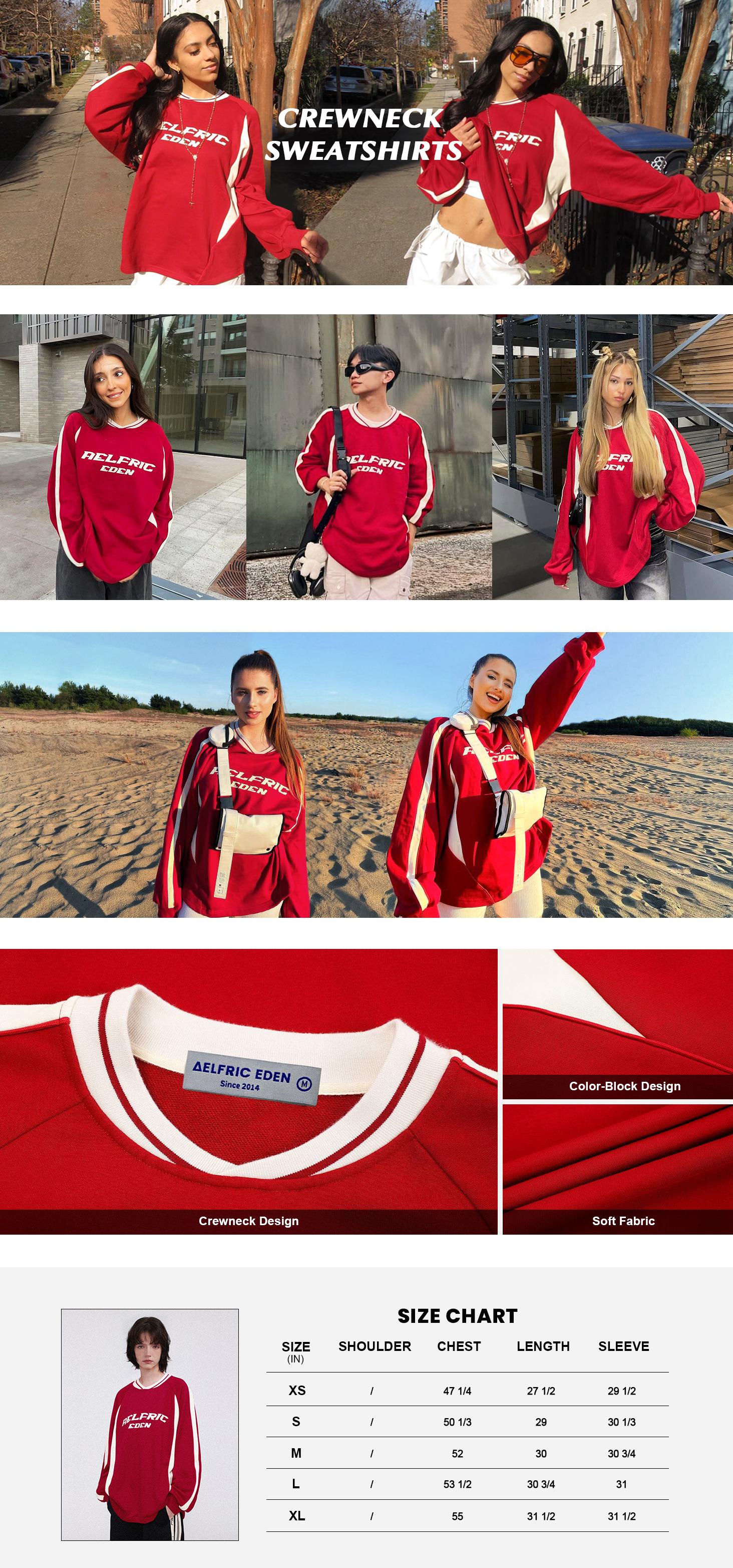 Aelfric Eden Unisex Vintage patchwork Sweatshirt Menswear Crewneck Long Sleeve Casual Hoodie