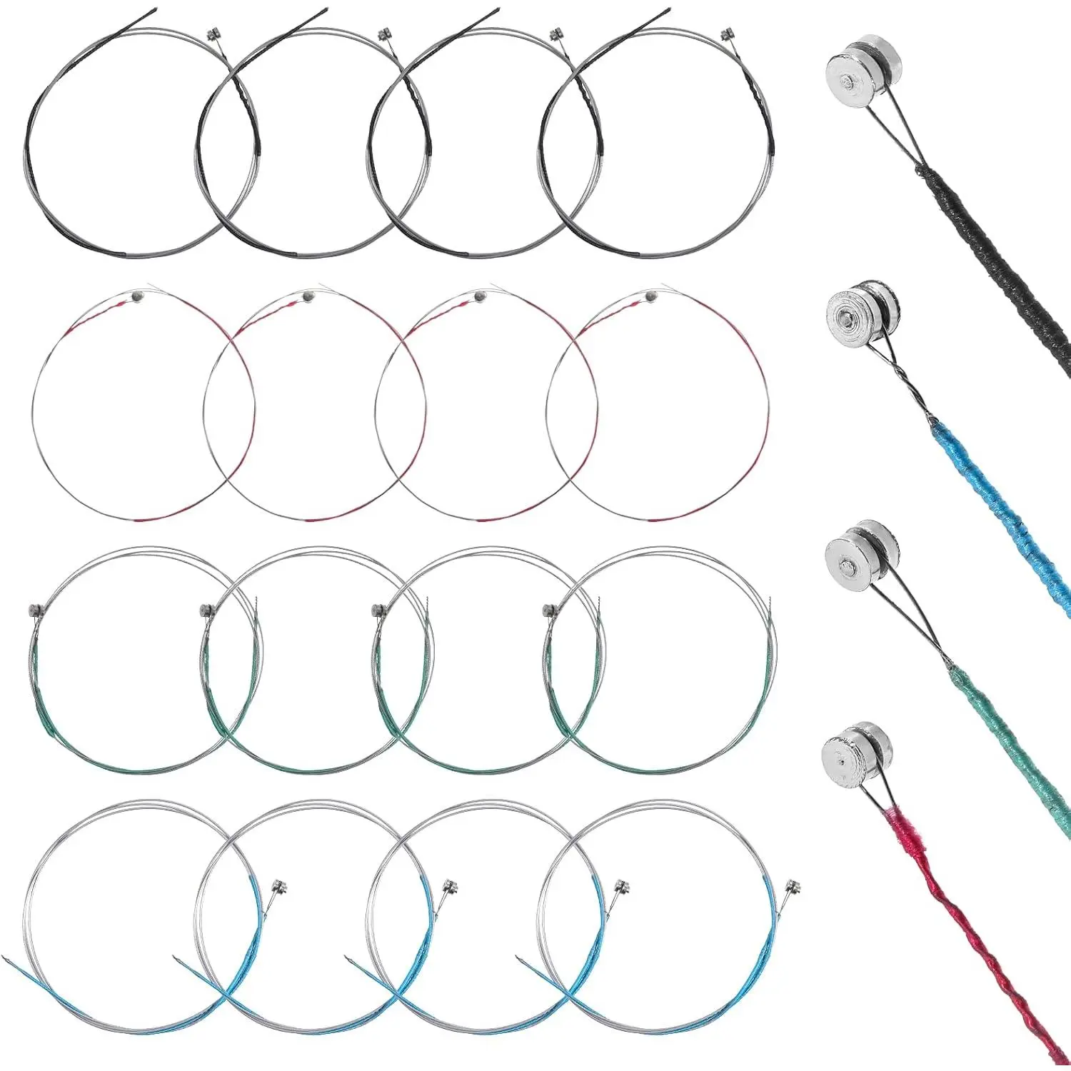 16 count Violin Strings,  Full Set  Carbon Steel Copper  with Copper-Plated Ball End Classic Steel Strings for Instruments 4/4 3/4 1/2 1/4 Violin