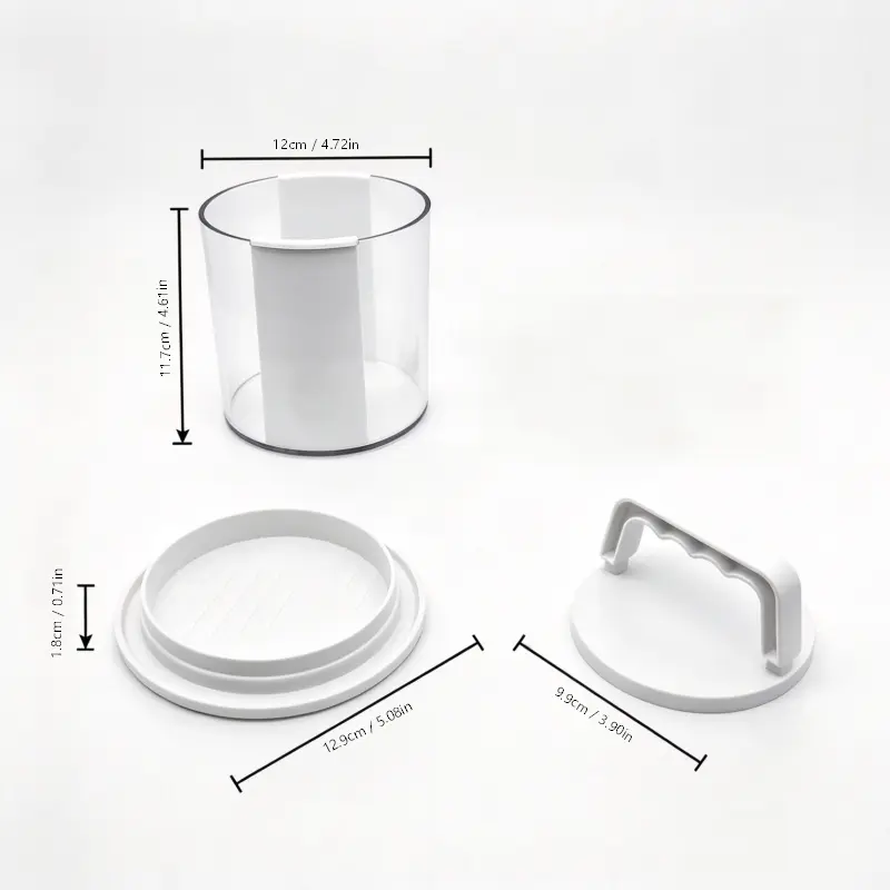 Multifunctional Manual Hamburger Patty Maker, Stackable Non-Stick Burger Press Mold with Layered Storage Design, Freezer Safe Burger Patty Storage Container with 4pcs Gaskets, Home Kitchen BBQ Cooking Tool