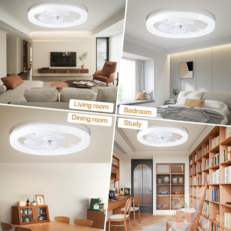GLITGATE Ceiling Fan with Light, White Crystal Fan, 6-Speed + Reversible Motor Design, APP Remote Control, Timer Dimming, 3 Color Temperatures for Bedroom Living Room Study - Hardwired Power Design