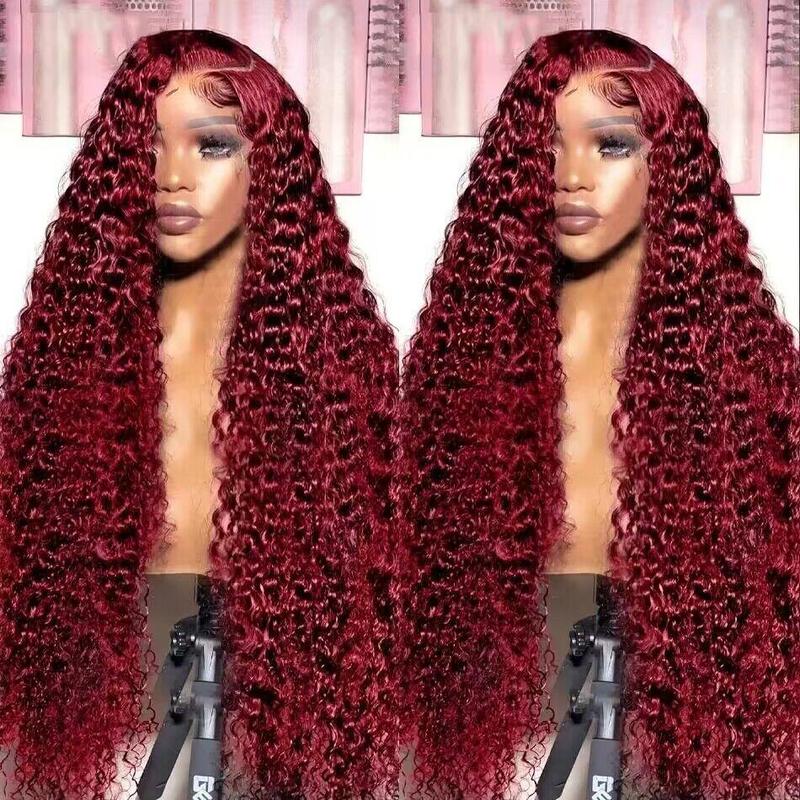Tahikie 99J 7x6 Glueless Transparent Lace Front Wigs Human Hair Burgundy 13x6 Deep Wave Front Wigs Pre Cut Bleached Ready to Go Glueless Wig For Women FallFreshness