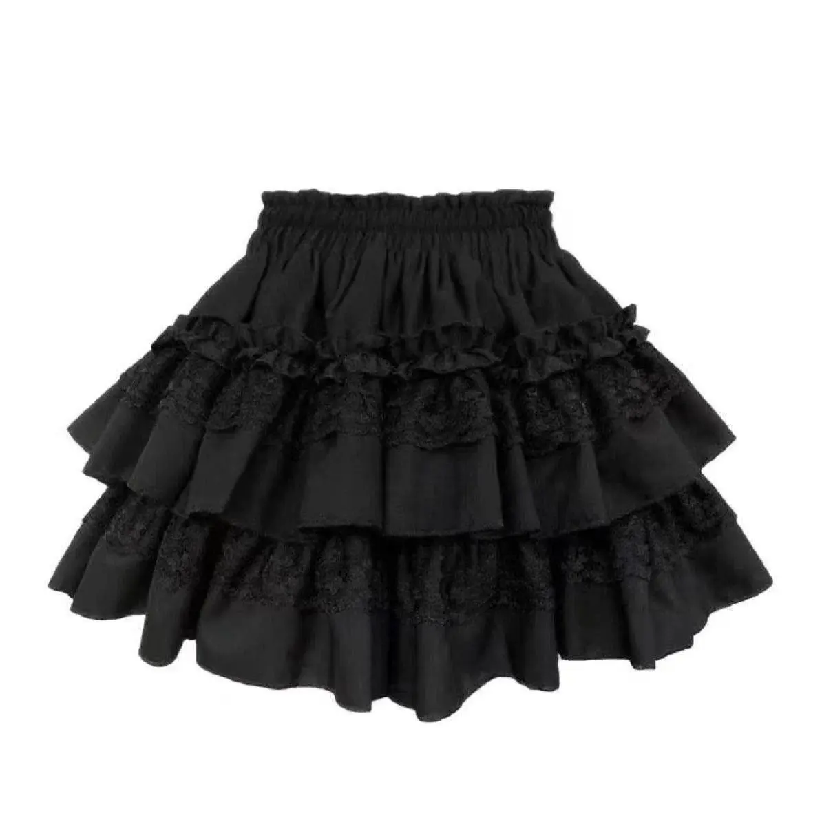 Sweet Lace Ruffle A-Line Mini Skirt High Waist Fluffy Cake Skirts Short Skirt Casual Lolita Safety Shorts Pants Gothic Punk Y2K