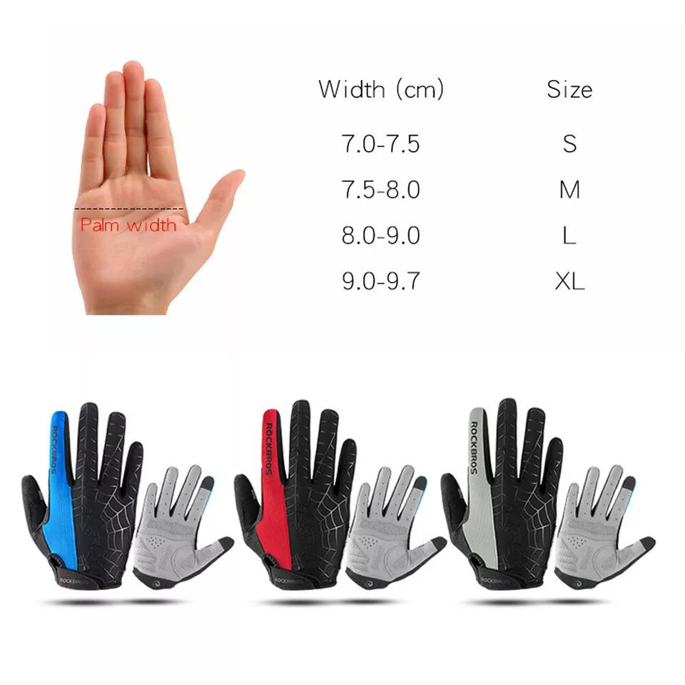 ROCKBROS Full Finger Gloves Touch Screen MTB Motorcycle Bicycle Cycling Gloves Touch Screen Anti-Slip MTB Gloves for Cycling Workout Outdoor Sports