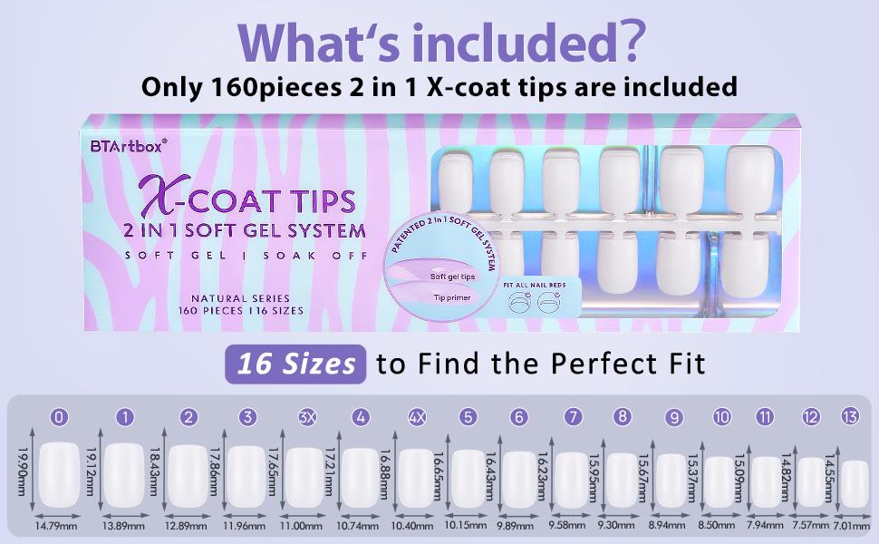 btartboxnails XCOATTIPS Soft Gel Nail Tips - Product only 150pcs Short White Press On Nails,  Square or Almond Fake Nails