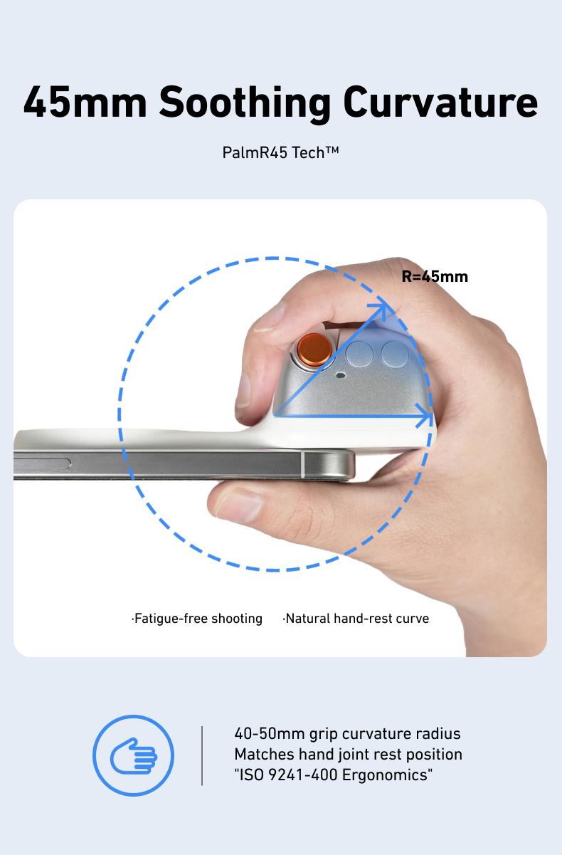 Magnetic Phone Camera Grip with Wireless Shutter – DSLR-Style Handle for iPhone & Android, 1/4" Screw, Ergonomic Design, Perfect for Vlogging, Selfies, and Steady Shots, Compatible with iPhone 17