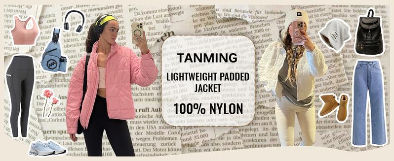 Tanming Women's Lightweight Quilted Puffer Jacket Long Sleeve Full Zip Casual Padded Coat  with Side Pockets Spring