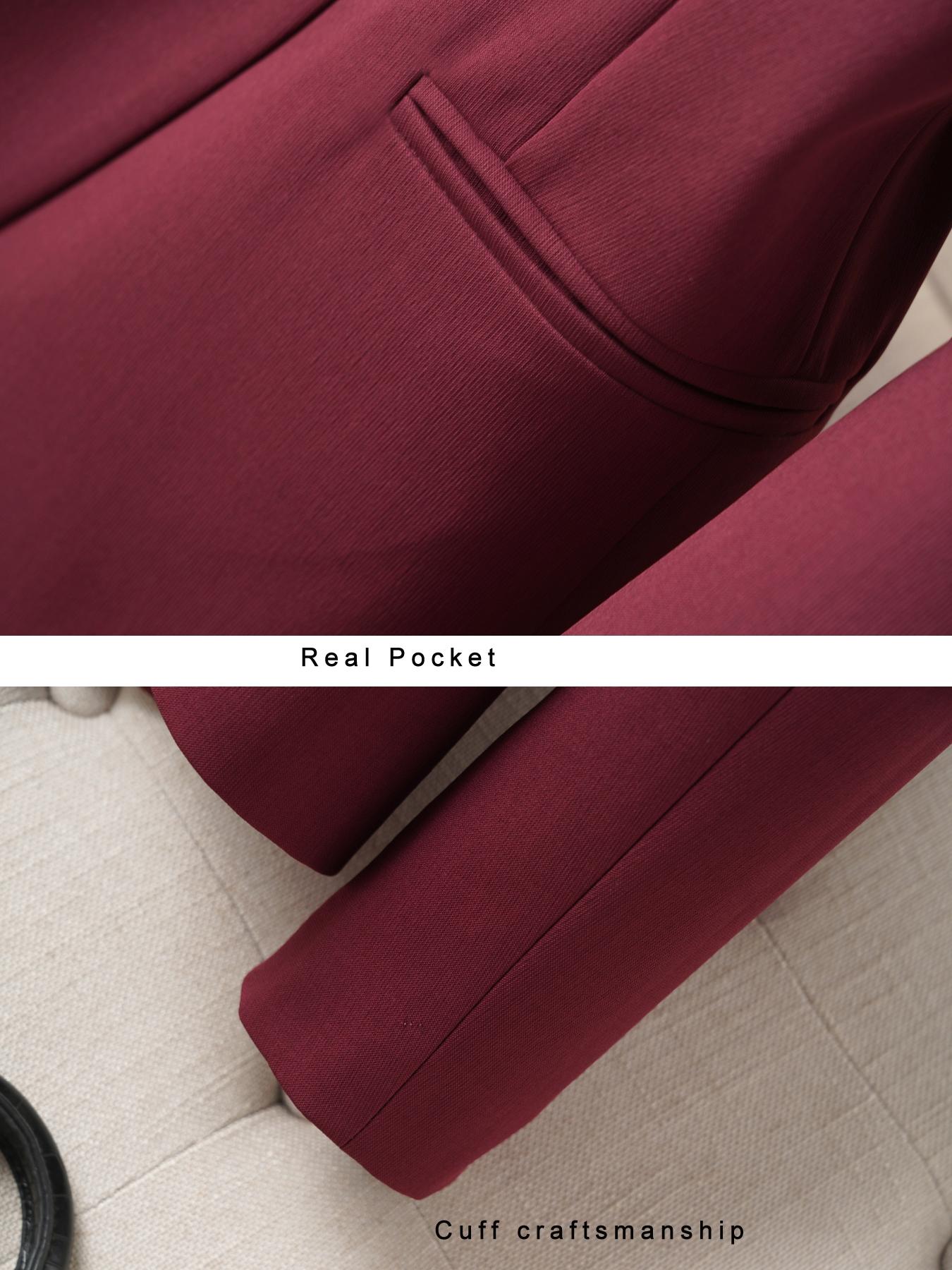 Women's Button Front Blazer Jacket, Slim Fit Long Sleeve Coat, Office Style, Spring & Fall Fashion, Plain Design with Pockets