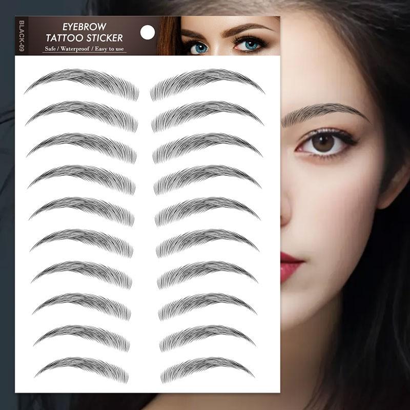 9 Pcs Waterproof Brow Temporary Tattoo Stickers, Eyebrow, Realistic Effect, Elegant, Long-Lasting, Easy Application and Removal, Ideal for Daily Makeup