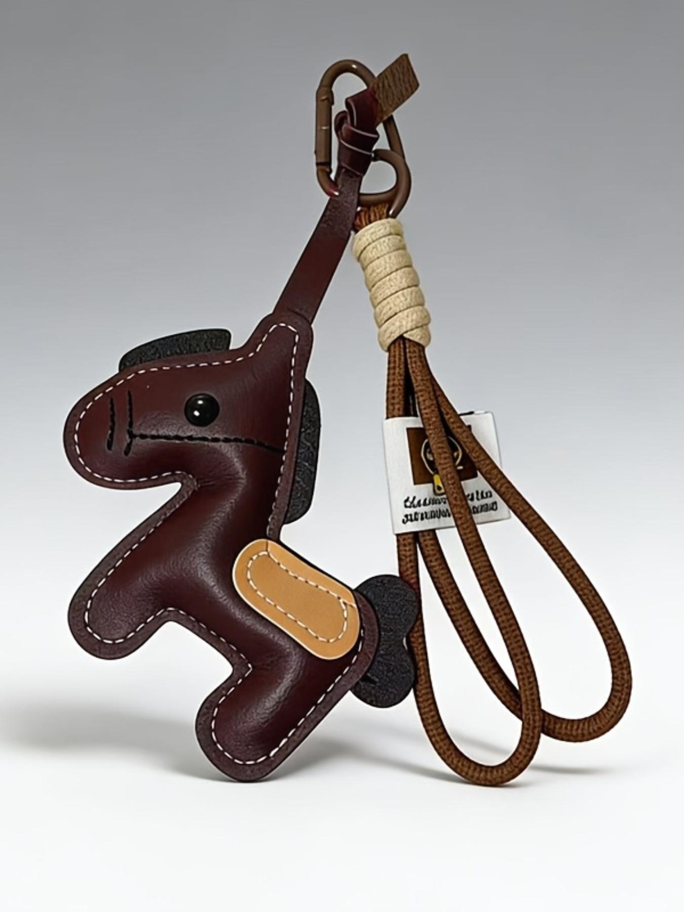 Year of the Horse Zodiac Pendant PU Leather Star & Horse-Shaped Keychain, Keychain for bags, Star Horse Bag Charm Key Chain Double Woven Rope Lanyard With Horse Charms Car Backpack Accessory Key Ring Decoration Valentine'S Day Gift