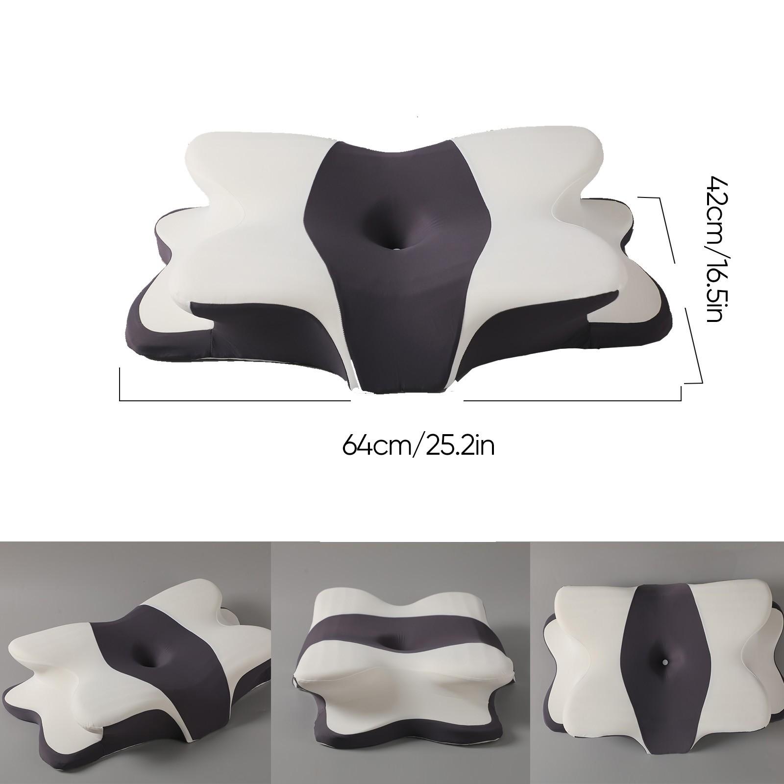 Double-sided neck pillow, dual-height memory foam pillow, cool breathable pillowcase, enlarged armrest area, center groove design, zoned contour pillow, Soft for Side Sleep Stomach Sleeping and Back Sleepers