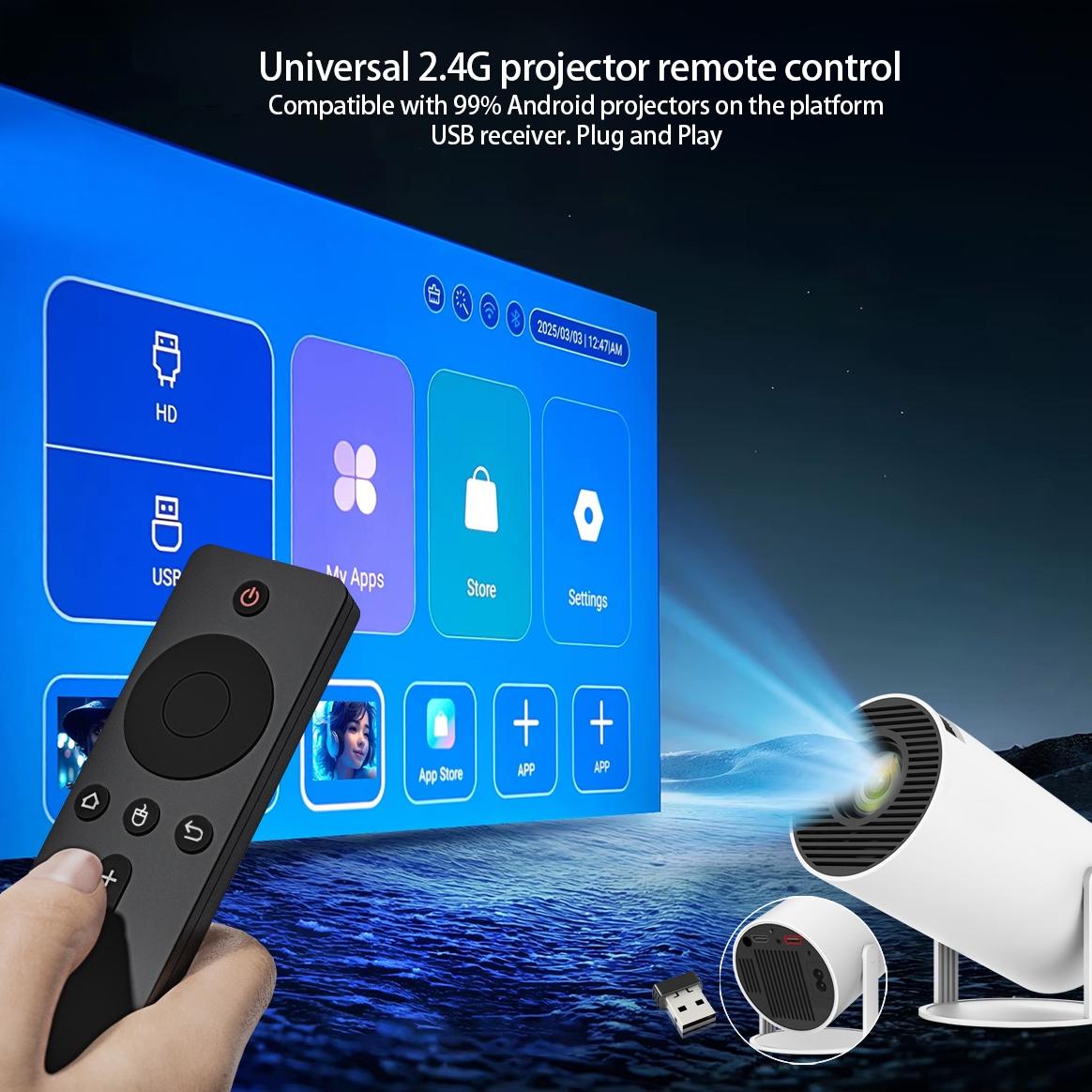 Universal projector remote control, 2.4G wireless 6-axis air mouse remote control, compatible with Hy300Pro, HY260PRO and other projector remote controls.universal replacement model, all-around wireless remote control for projectors Remote Button Control