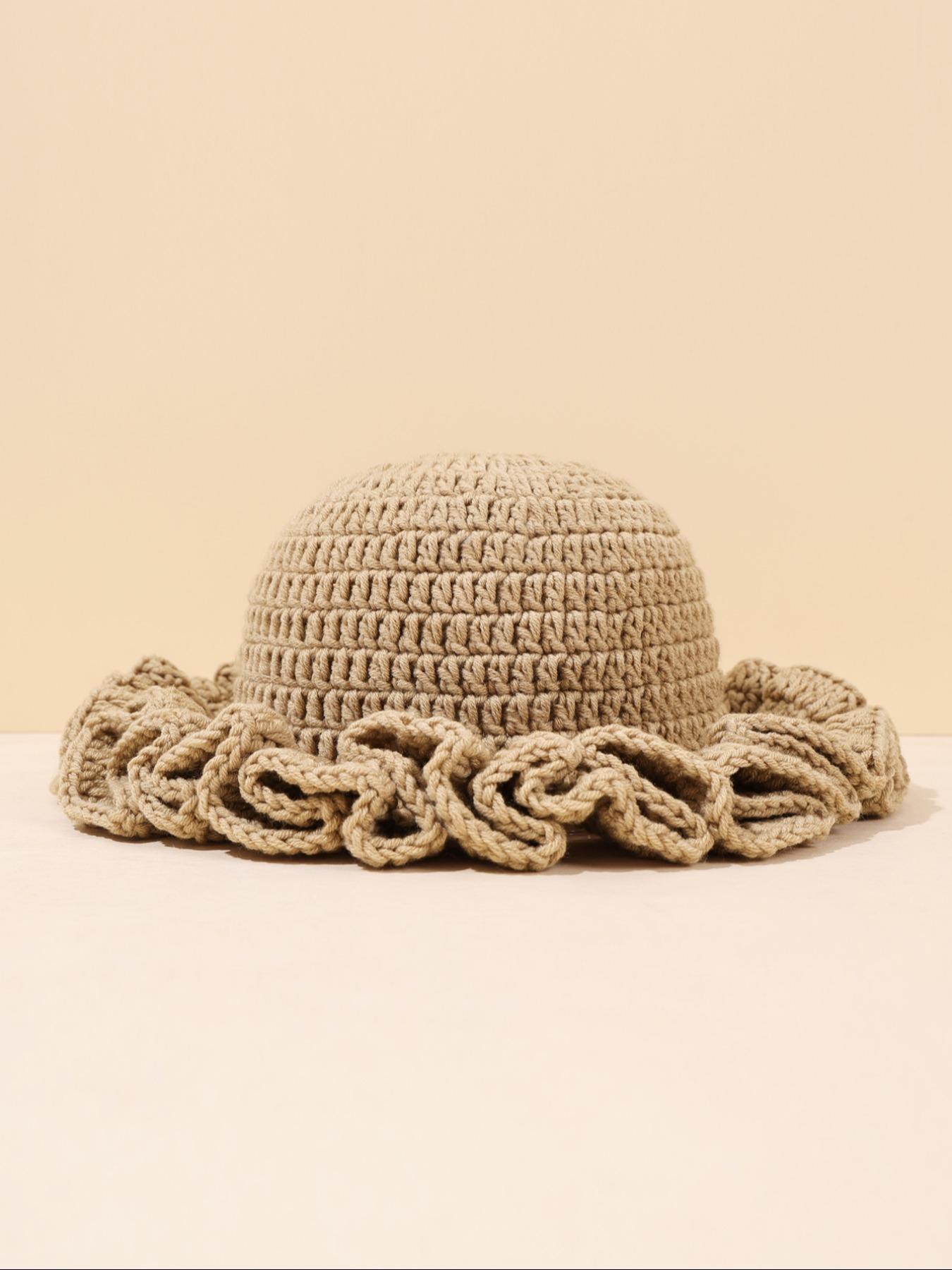 Women's Solid Color Ruffle Knitted Hat, 13 Colors Available, Compact & Exquisite Design, Perfect for Vacations & Gifts