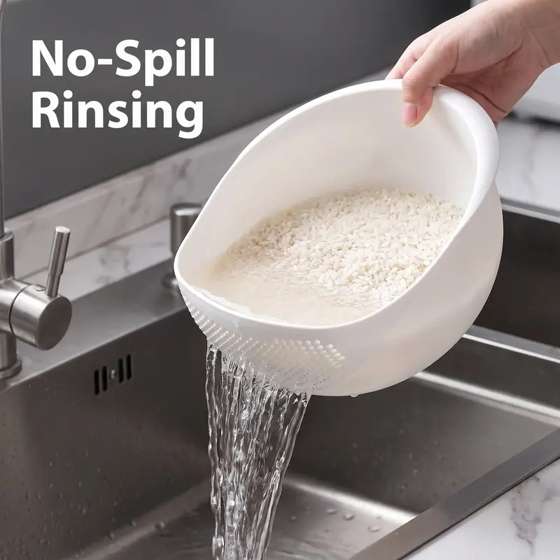 Multifunctional Plastic Rice Washing Bowl with Filter, Strainer Utensils, Food Safe, Ideal for Healthy Meal Prep and Kitchen Efficient Use, Kitchenware, Kitchen Accessories, Kitchen Gadgets