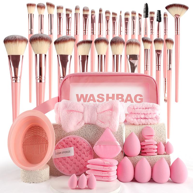 Makeup Brush Set with Sponge and Puff, Ultimate Beauty Tools Kit, Complete Cosmetic Brush Collection for Flawless Application, with Makeup Brush Organizer Makeup Brush Set with Sponge and Puff, Ultimate Beauty Tools Kit, Complete Cosmetic Brush Collection for Flawless Application, with Makeup Brush Organizer