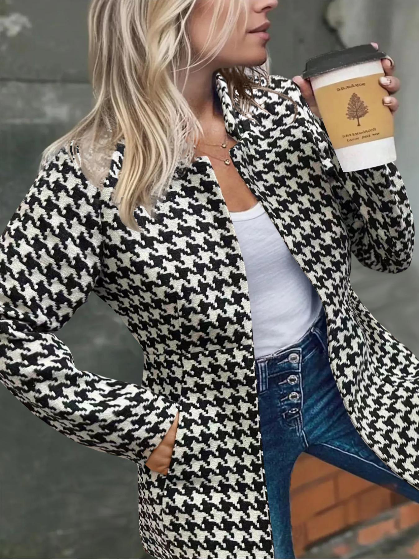 Women's Solid Color Pocket Long Sleeve Open Front Coat, Casual Longline Outerwear for Fall & Winter, Ladies Clothes for Daily Wear, Clothing for Women