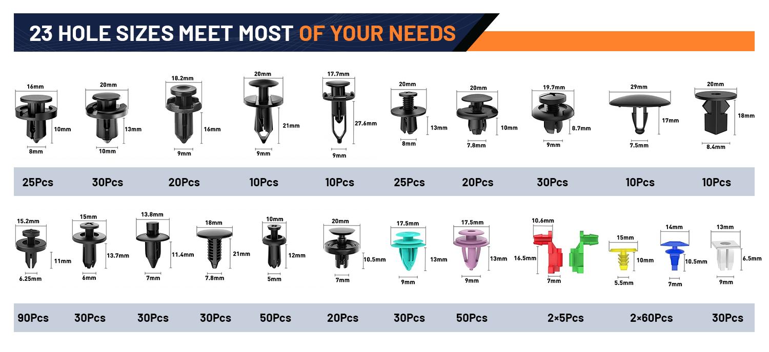 725&100PCS car clips,Push-On Retainer Clips and Snap Fasteners, Bumper Clips, Plastic Rivets, Racks and Pinions, 10 Cable Ties, and A Fastener Remover for Toyota, GM, Ford, Honda, Acura, and Chrysler. Automotive Vehicle Replacement 725&100PCS car clips,Push-On Retainer Clips and Snap Fasteners, Bumper Clips, Plastic Rivets, Racks and Pinions, 10 Cable Ties, and A Fastener Remover for Toyota, GM, Ford, Honda, Acura, and Chrysler. Automotive Vehicle Replacement