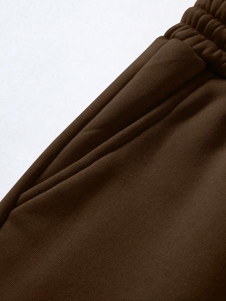 Two-Piece Set Men's Patchwork Drop Shoulder Pocket Sweatshirt & Letter Print Drawstring Sweatpants, Regular Fit Casual Fashion Cozy Round Neck Long Sleeve Pullover & Elastic Waist Trousers for Daily Wear, Men's Outfits for Fall & Winter