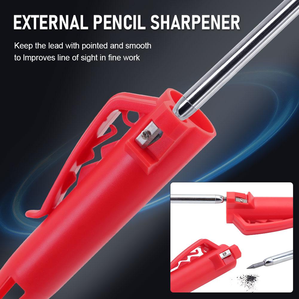 2.8mm leather grip automatic pencil, equipped with black/red replaceable refills, designed specifically for deep hole marking and drawing by carpenters and engineers (3 pens+100 refills)