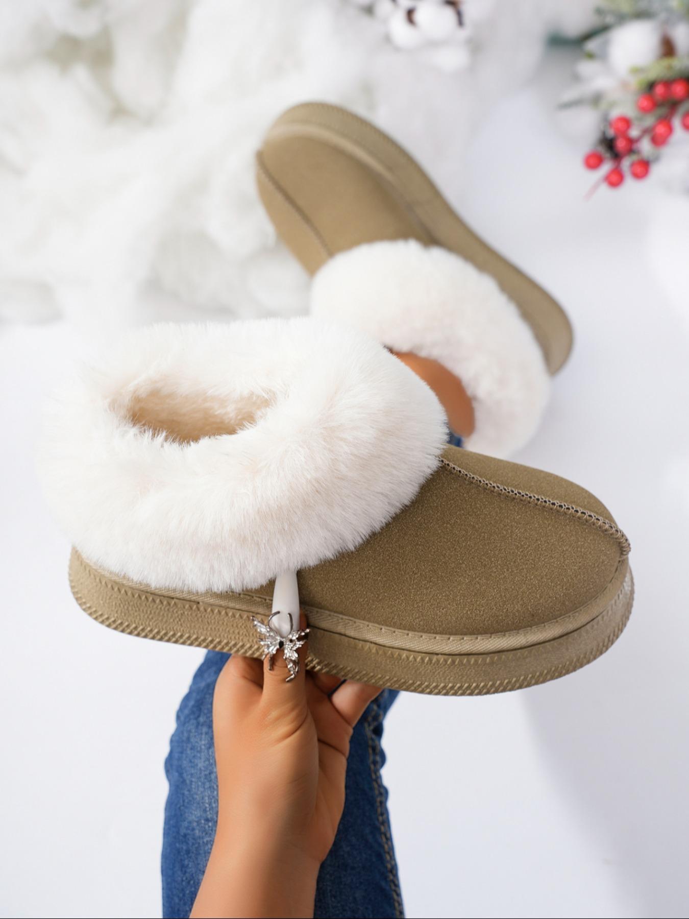 Women's Winter Casual Ankle Boots, Thick Sole Snow Boots, Warm Home & Outdoor Use, Fashionable Round Toe Short Boots, Winter Shoes