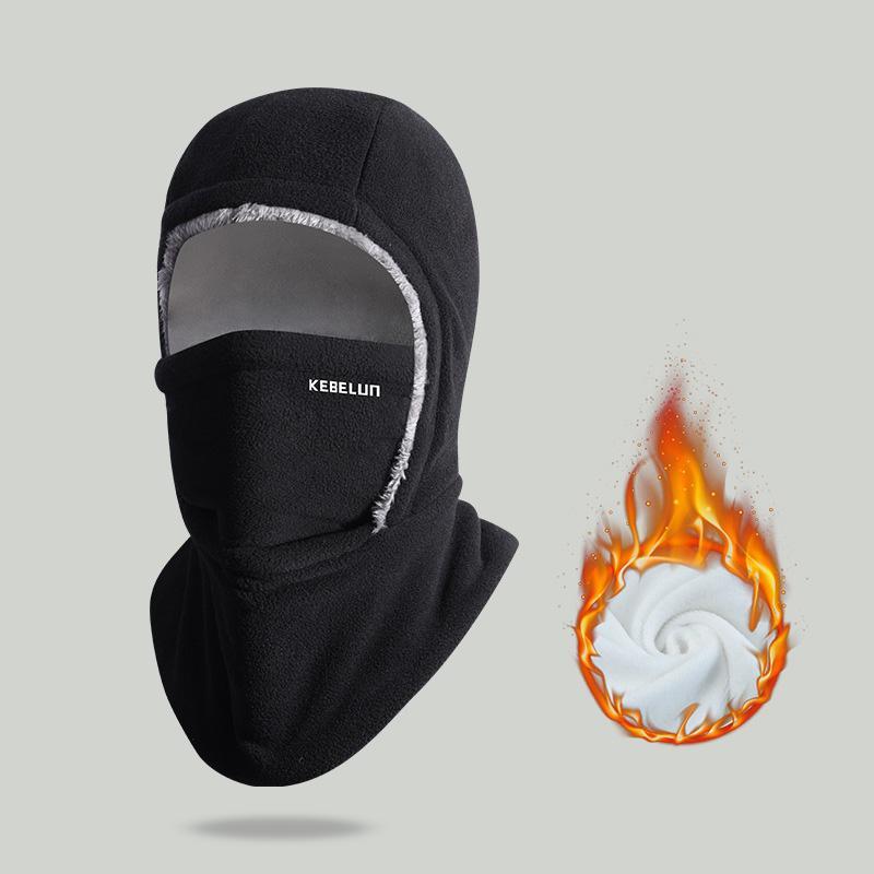Winter Warmth 2-in-1 Hat & Face Mask - Windproof, Thick Fleece Lining for Cycling, Running, Skiing, Machine Washable, Black Protective Gear