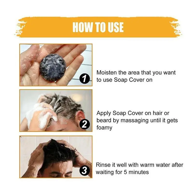 Sohochic 1-3 PCS Compact Gentle Gray Hair Reverse Cleanser Bar (7.2cm) - Natural Ingredients Haircare Product for Adults, Darkening Hair & Beard, Deep Clean, Nourishing Scalp, Repair Strands